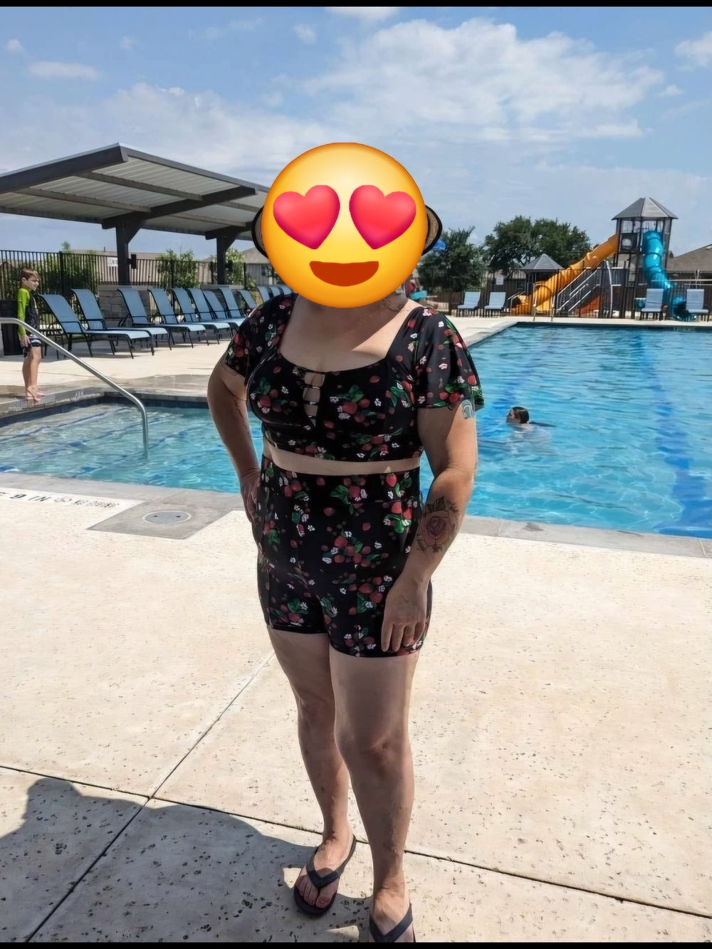 torrid Black Strawberry Floral Crop Top & High-Waist Shorts Swimsuit Set